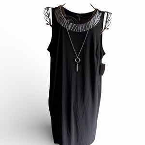 R & M Richards Black Dress with Silver Accents, NWT, Size 18W, sleeveless